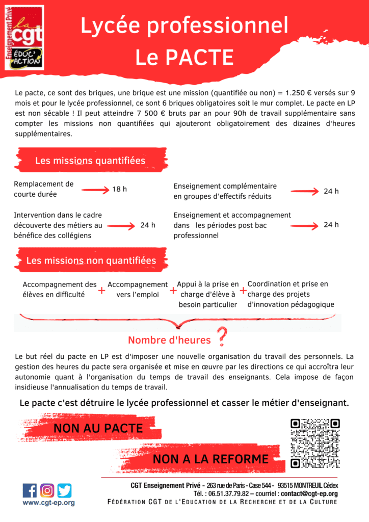 Lycée Professionnel : Non Au Pacte ! | CGT-Enseignement Privé (CGT-EP)